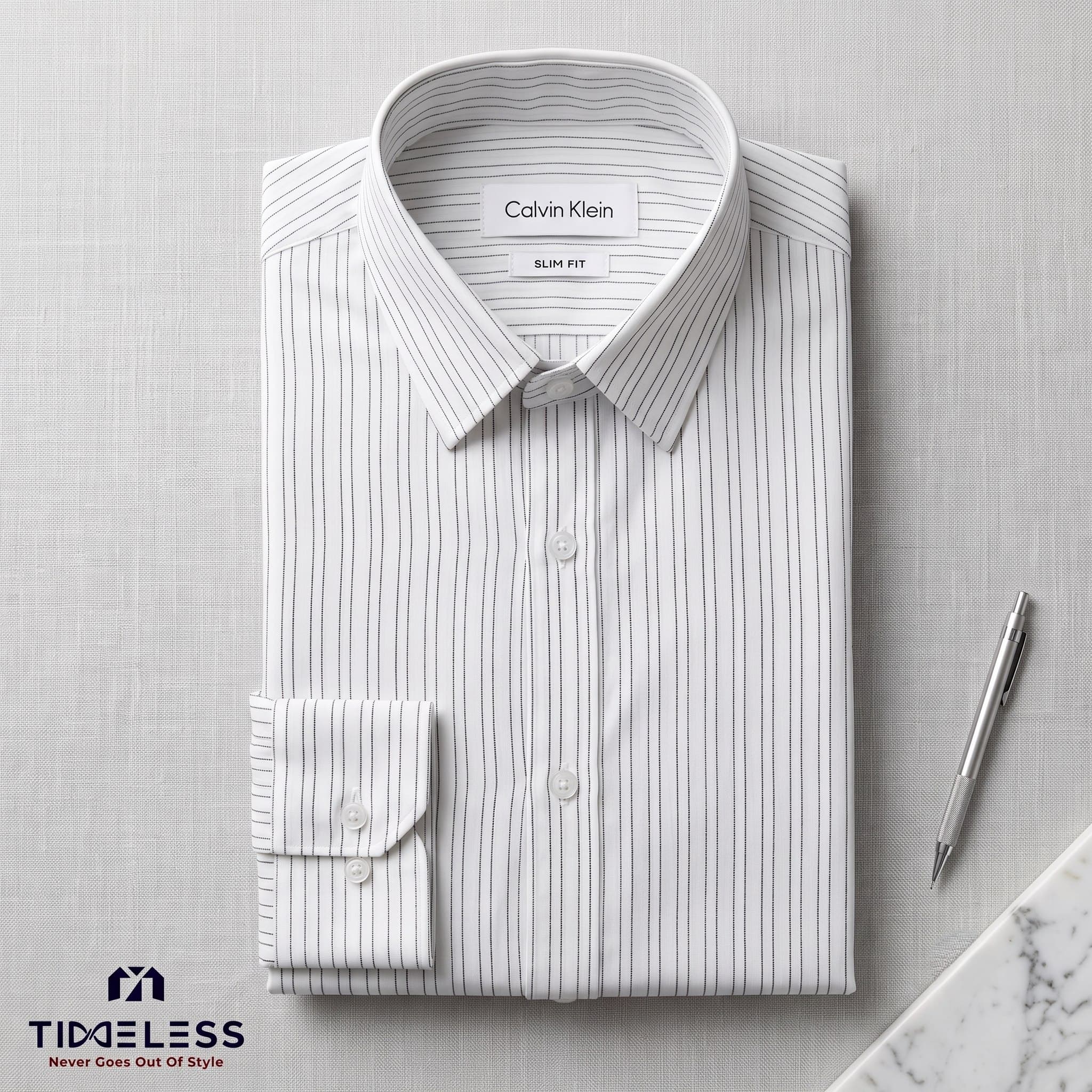 Navy Pinstripe Formal Shirt
