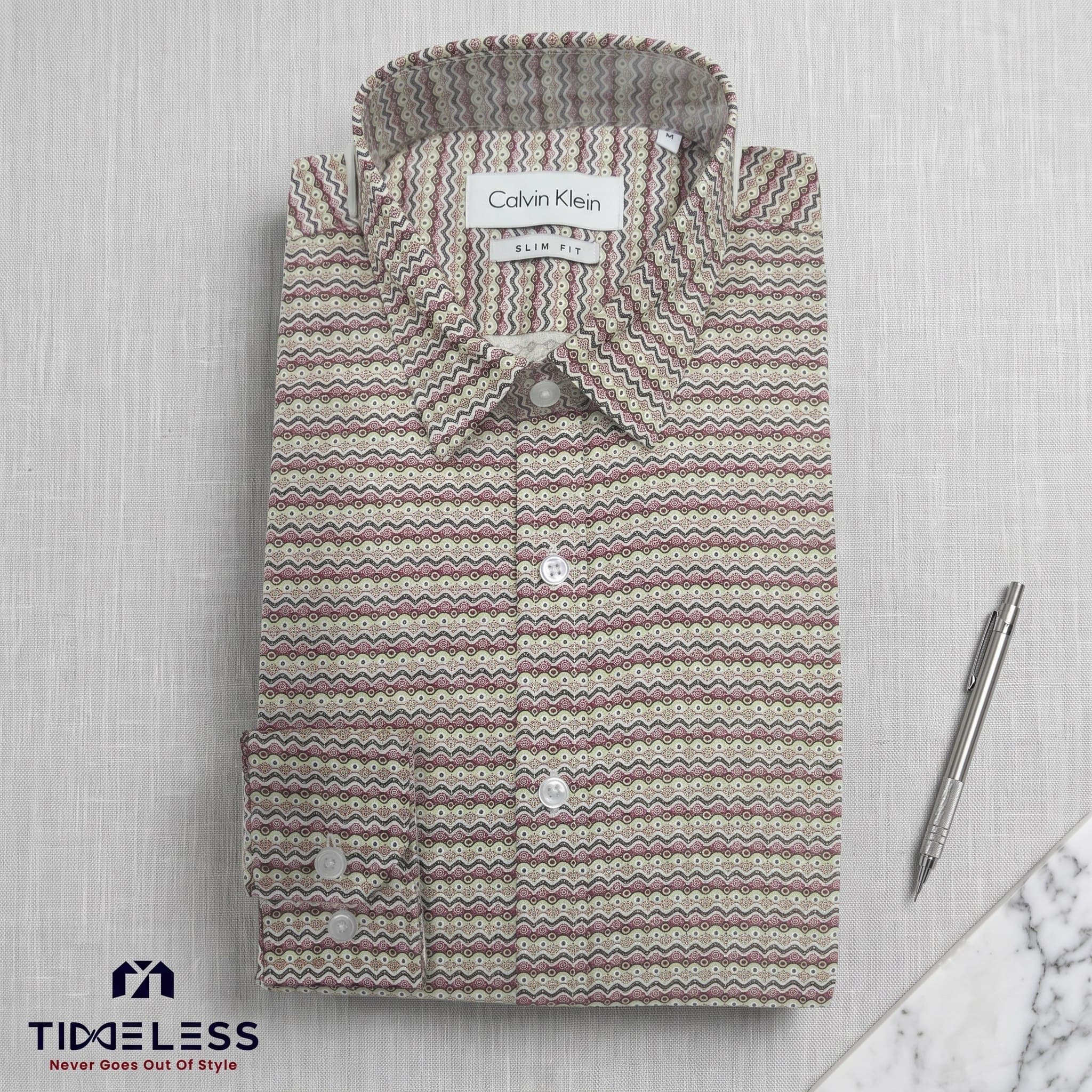 Sage Wave Print Formal Shirt